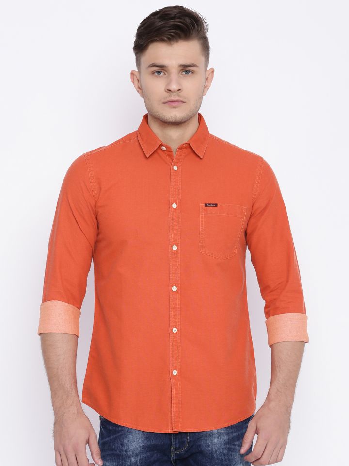 denim orange shirt