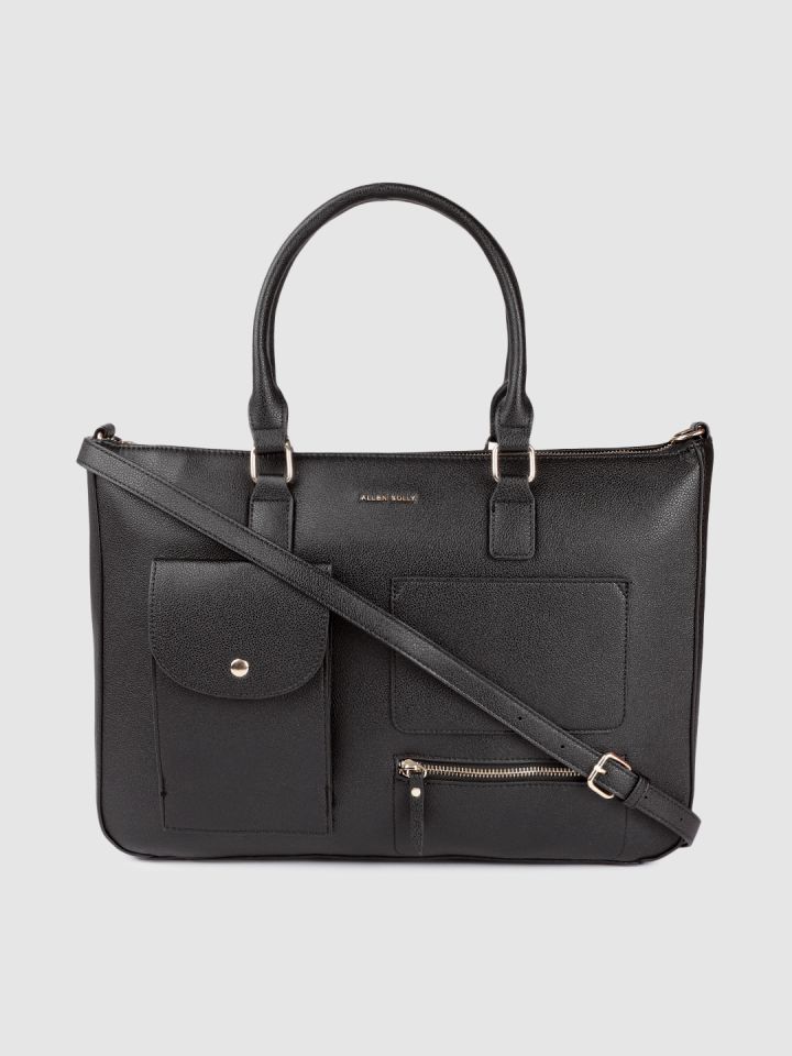 Buy Allen Solly Women Black Solid Laptop Bag Laptop Bag for
