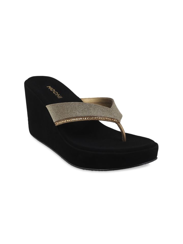 Mochi Women Black Solid Sandals