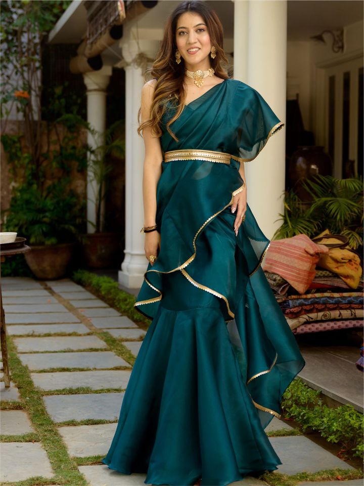 Buy Lavanya The Label Green Organza Ready To Wear Saree - Sarees for Women  19419294