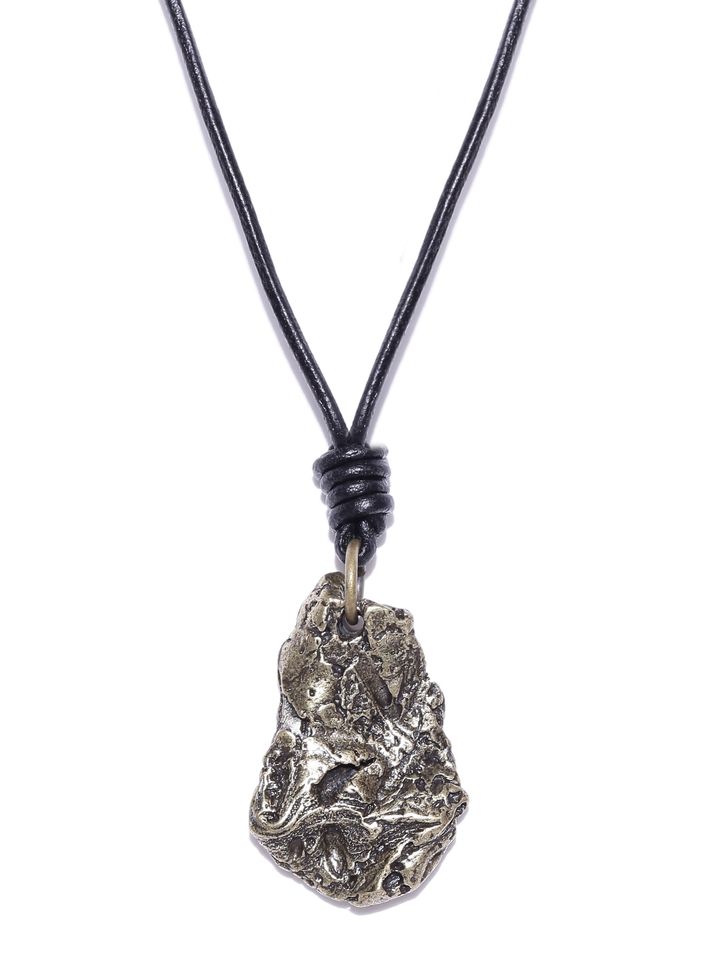 Buy Being Human Jewellery Men Black Antique Gold Toned Pendant With Leather Chain Pendant For Men 1941935 Myntra