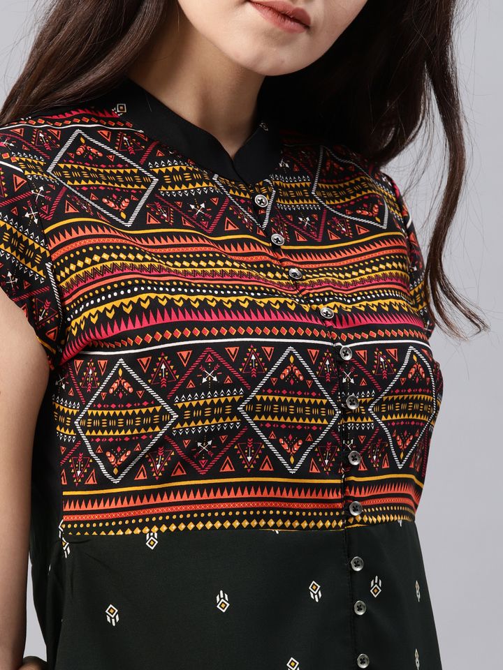 Vishudh black printed a line kurta Clearance