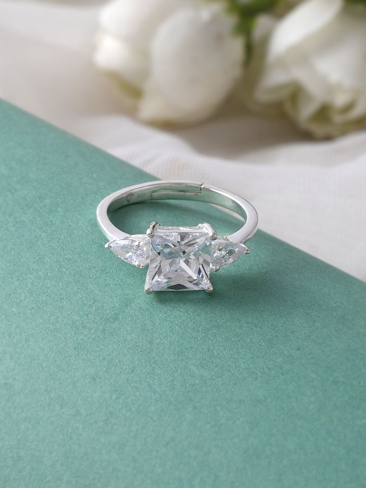 Buy Studio Voylla 925 Sterling Silver White Stone Studded Finger