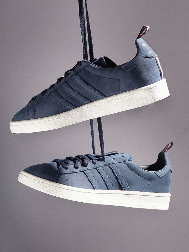 Adidas originals men hotsell navy campus leather sneakers