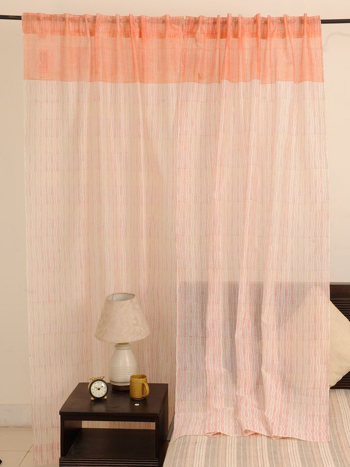 Buy Fabindia Coral Orange Sheer 2 Printed Door Curtains Curtains And Sheers For Unisex 1945266 Myntra