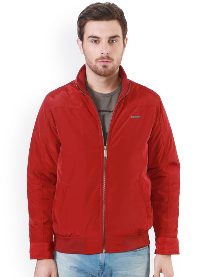 Buy Allen Solly Men Red Solid Bomber 