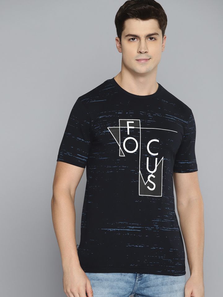 Buy Lawman Pg3 Men Navy Blue Typography Printed Slim Fit T Shirt