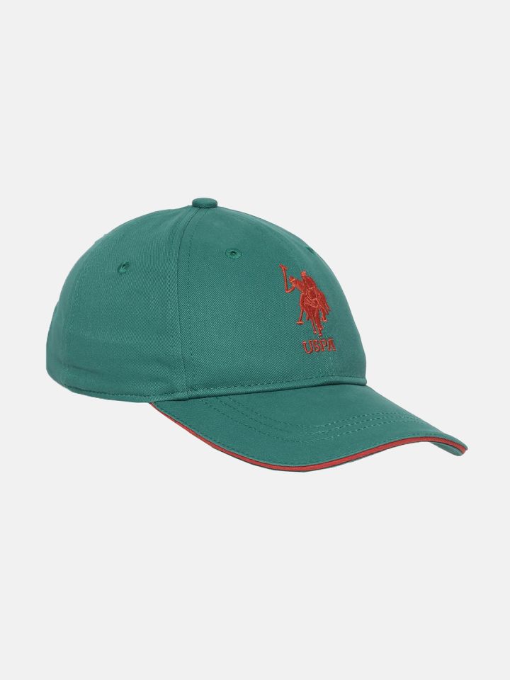 U S Polo Assn Kids Green Embroidered Cotton Baseball Cap