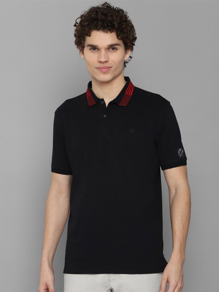 Allen Solly Men Black Polo Collar T shirt