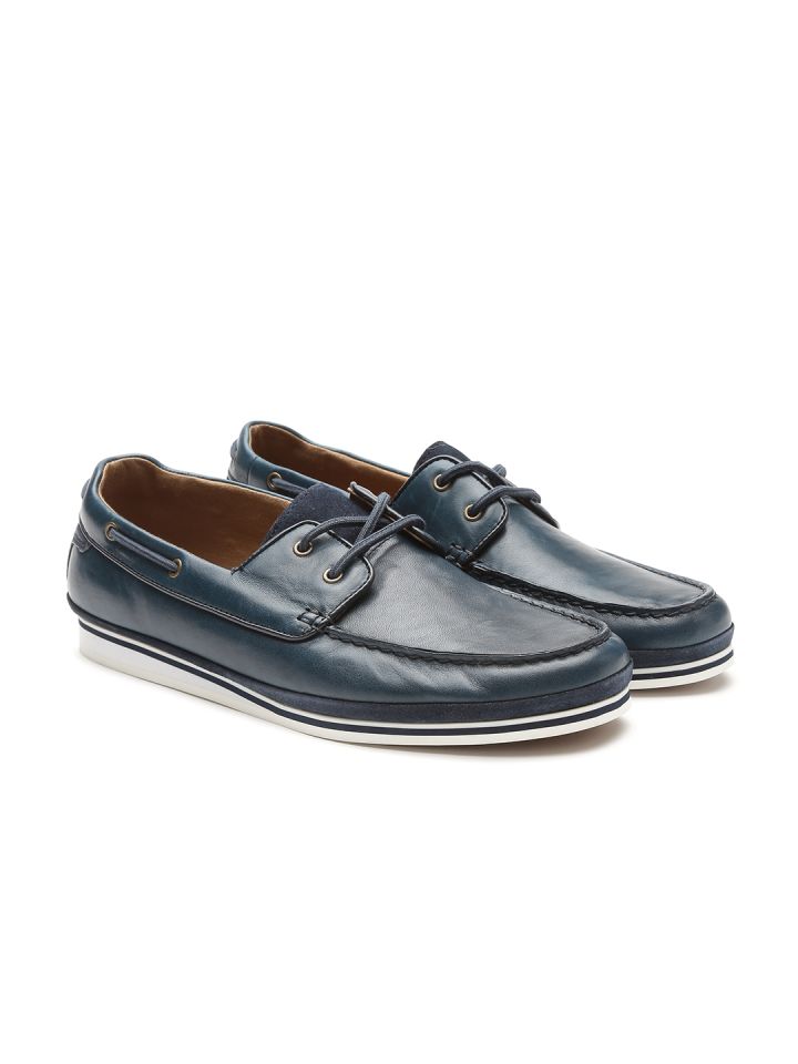 Buy ALDO Men Teal Blue Leather Boat Shoes Myntra