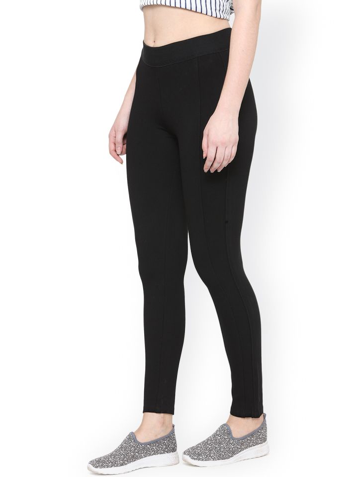 Buy Xpose Women Black Solid Skinny-Fit Treggings online