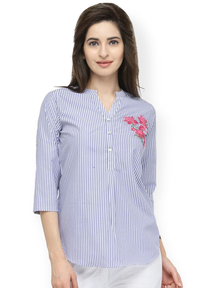 White Striped Shirt Style Pure Cotton 