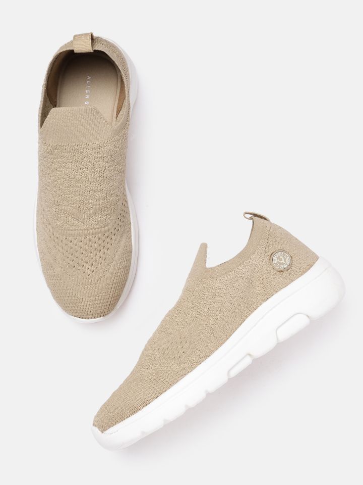 Buy Allen Solly Women Beige Woven Design Slip On Sneakers Casual