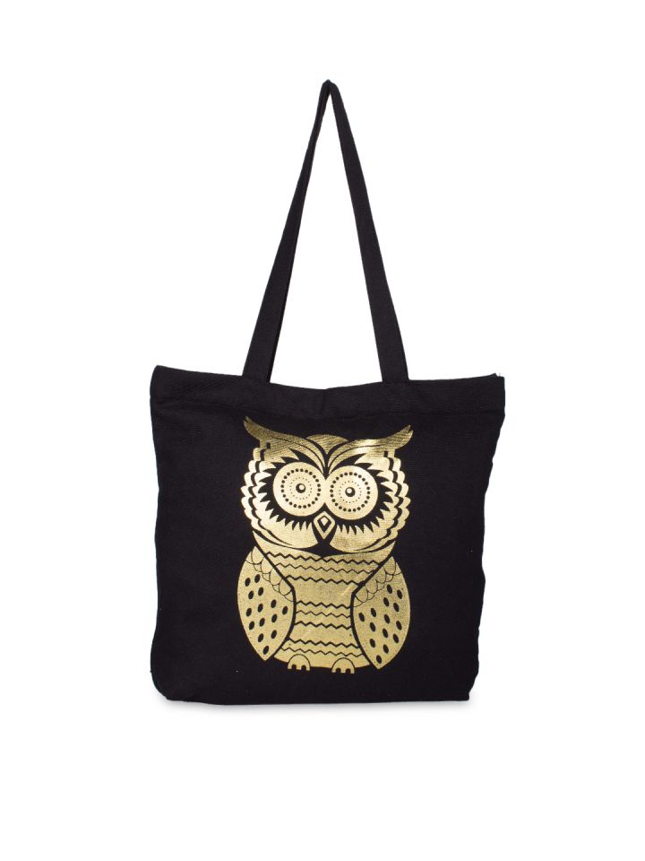 Buy Vivinkaa Black Printed Tote Bag Handbags for Women 1957305