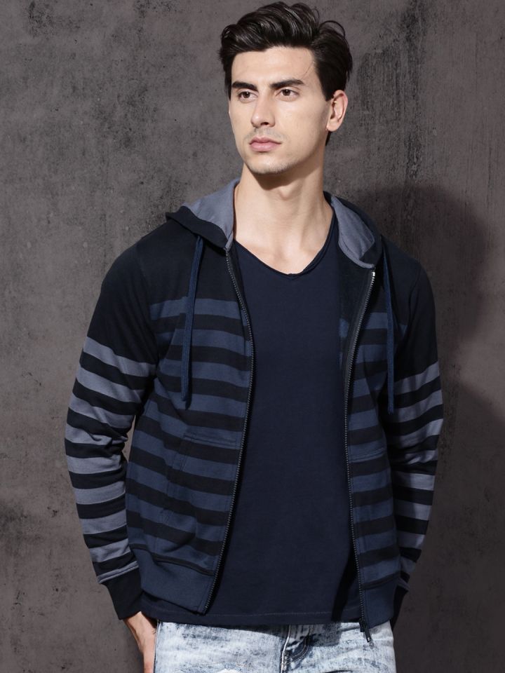 Black and blue striped hoodie outlet