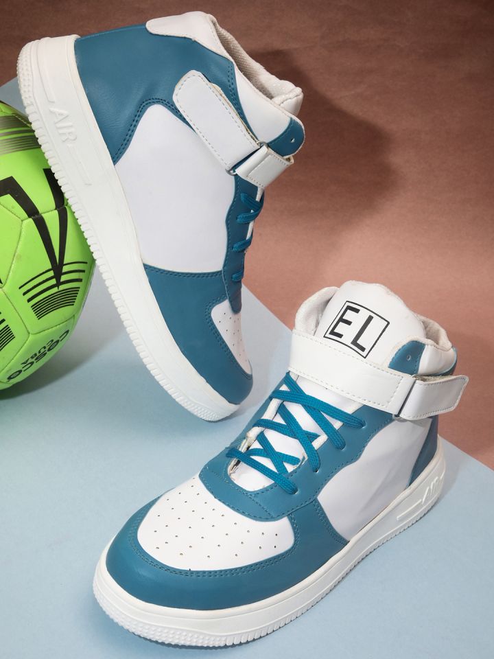 Louis Vuitton White/Blue Leather Rivoli High Top Sneakers Size