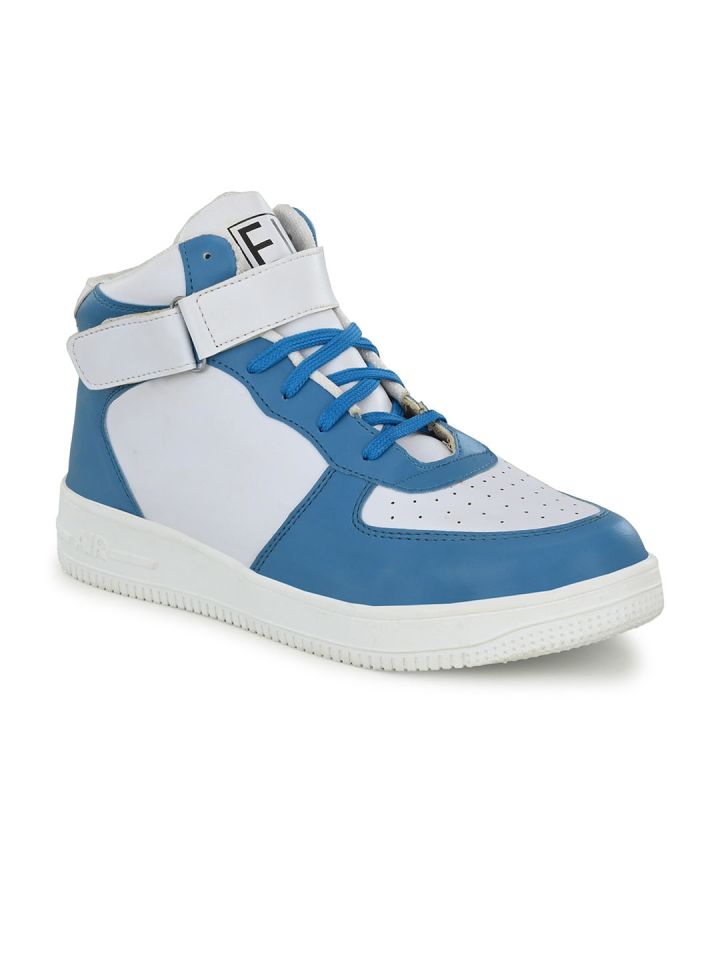 Louis Vuitton White/Blue Leather Rivoli High Top Sneakers Size