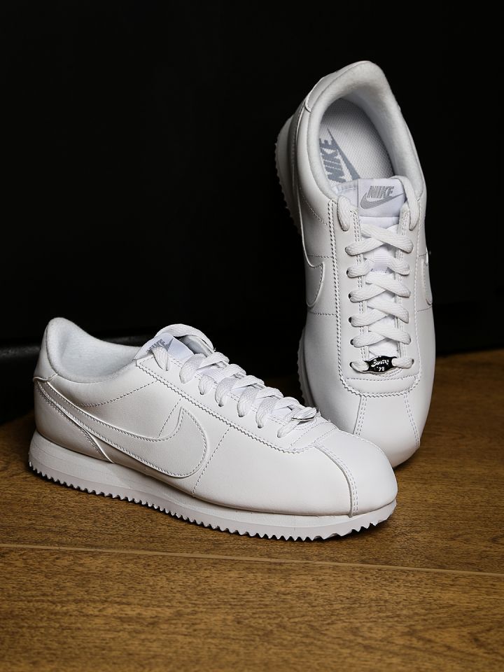 Nike Men White Cortez Basic Leather Sneakers