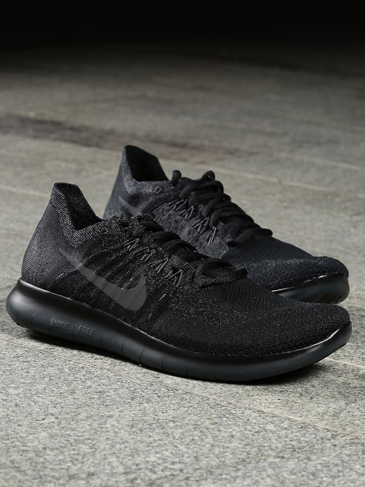 Nike free rn flyknit black/anthracite/dark grey/river rock shop