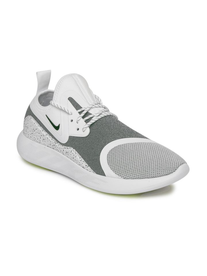 Nike Men White Grey Printed Canvas LUNARCHARGE ESSENTIAL Mid Top Sneakers