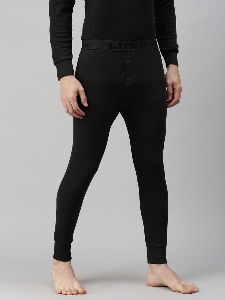 Buy Lux Cottswool Men Black Solid Cotton Thermal Bottoms - Thermal Bottoms  for Men 19640734
