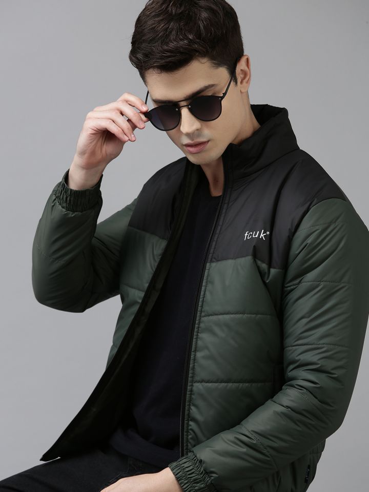 Buy French Connection Men Olive Green Black Colourblocked