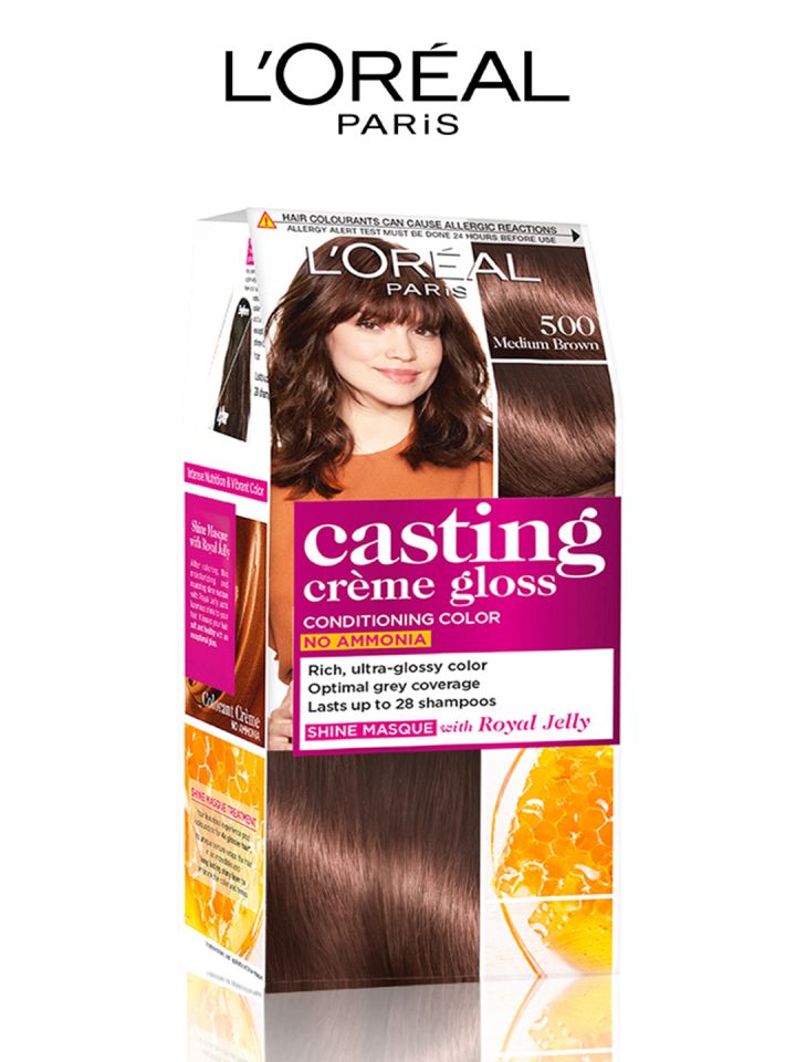 Buy LOreal Paris Casting Creme Gloss Hair Color Medium Brown 500 ( G +  72 Ml) - Hair Colour for Women 1967200 | Myntra