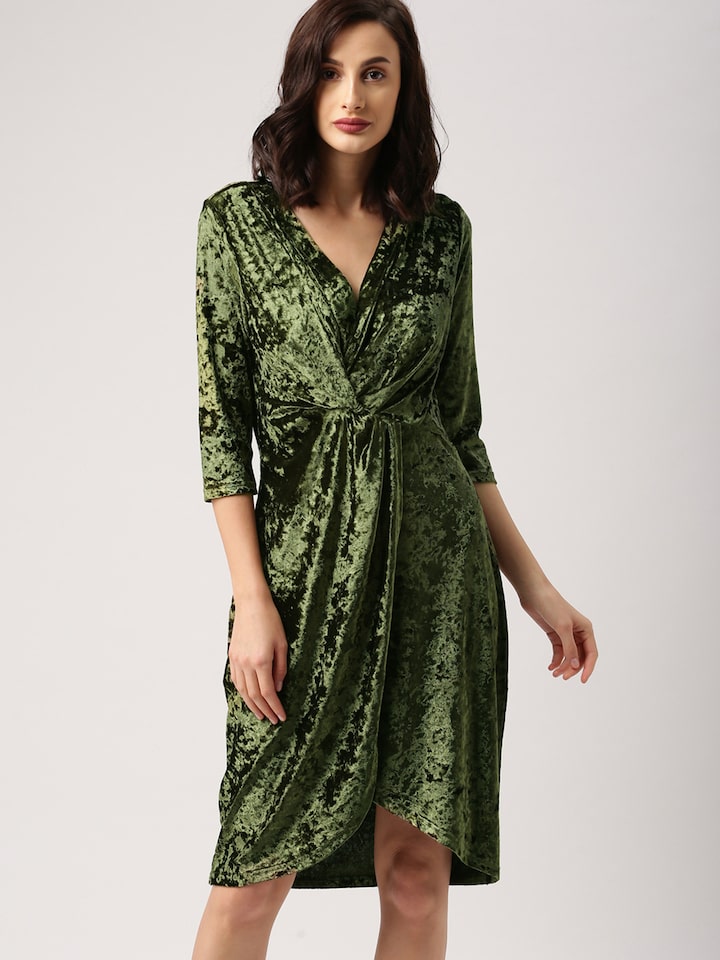 olive green velvet dress