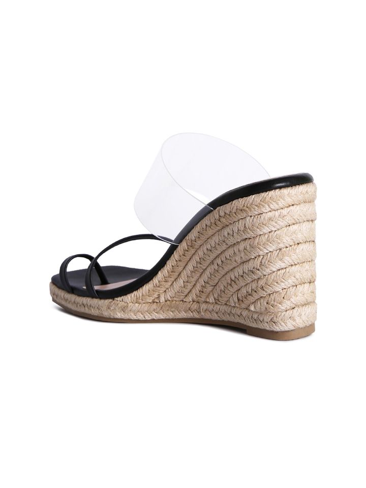 Clear black wedge heels sales