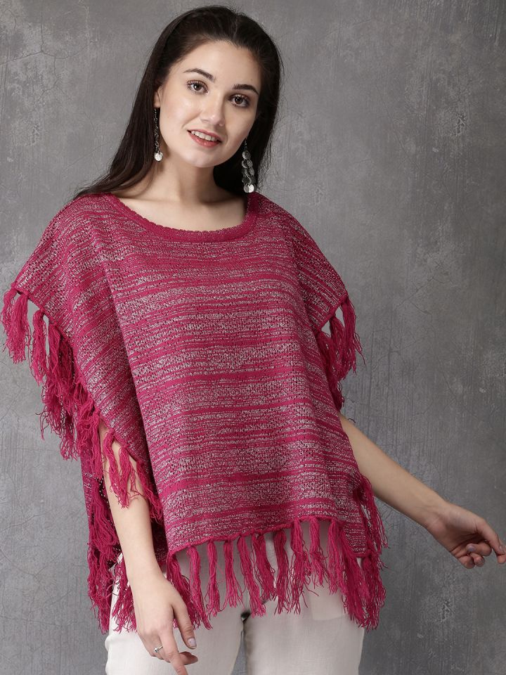 Pink top poncho sweater