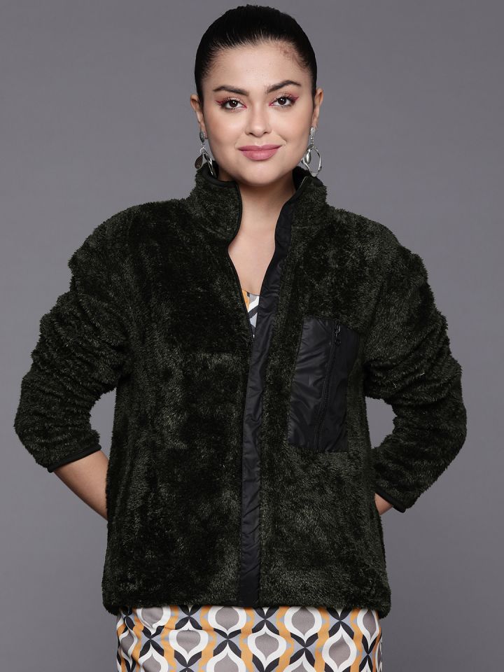 Olive faux store fur jacket