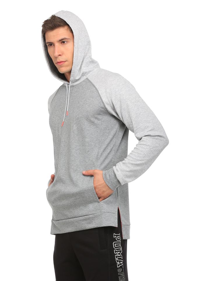 Puma men grey deals melange hooded sweatshirt