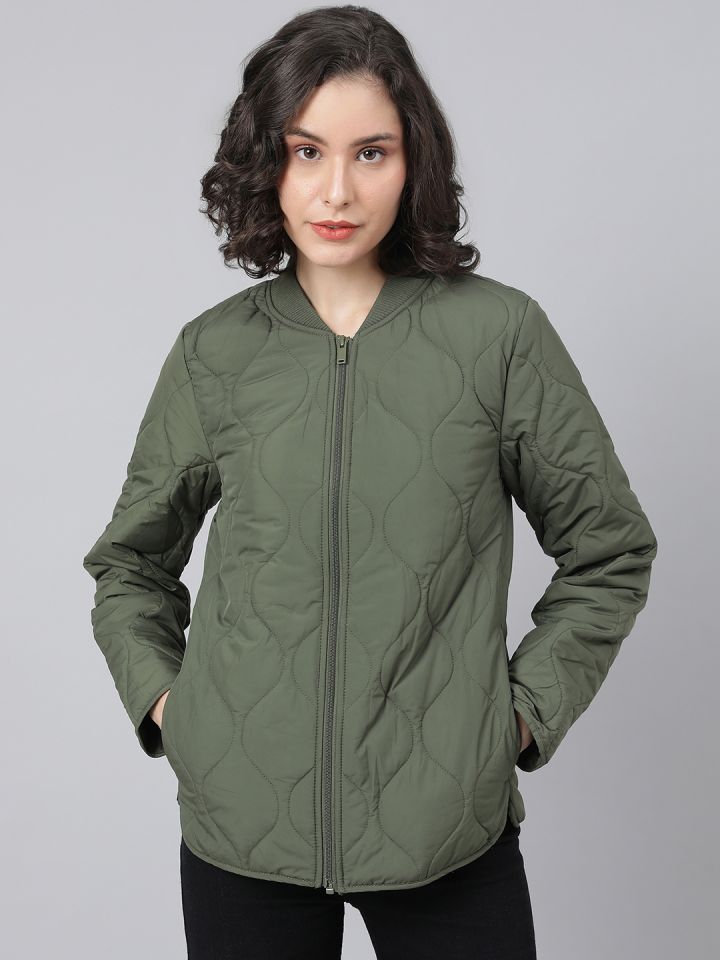 Padded green jacket store