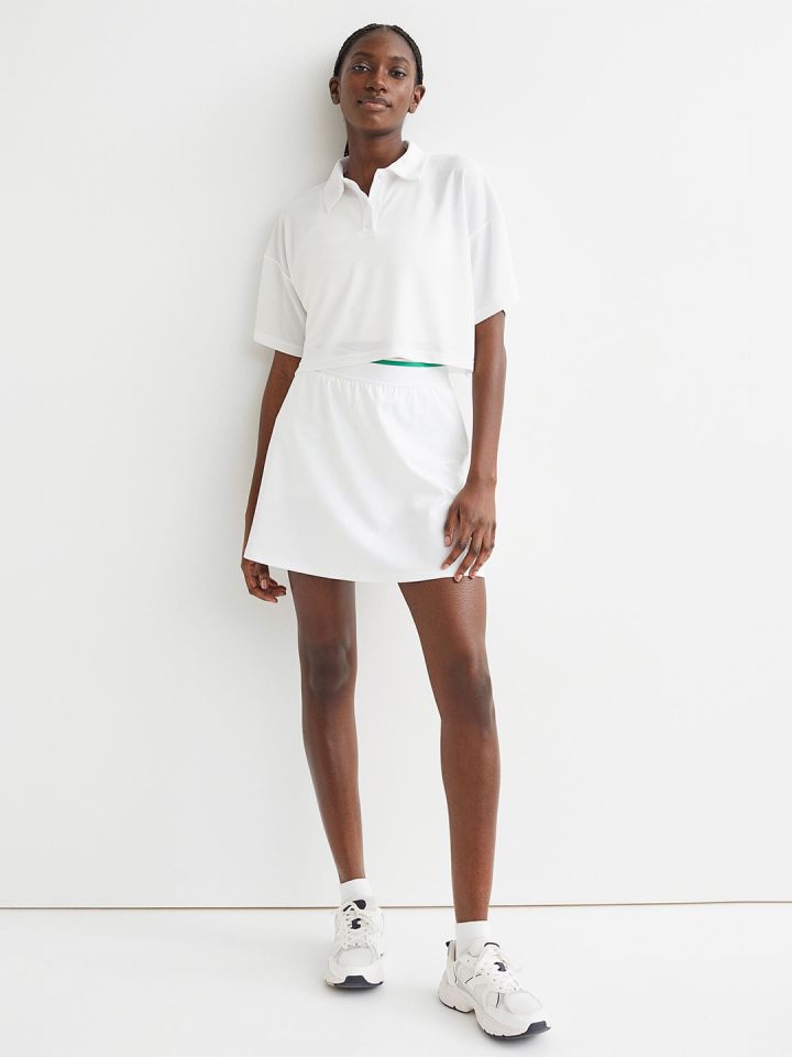 Buy H M Women White Polo Collar Crop T Shirt Tshirts for Women