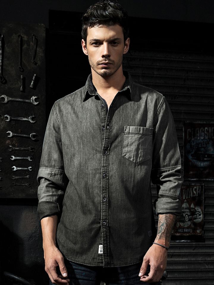 charcoal grey denim shirt