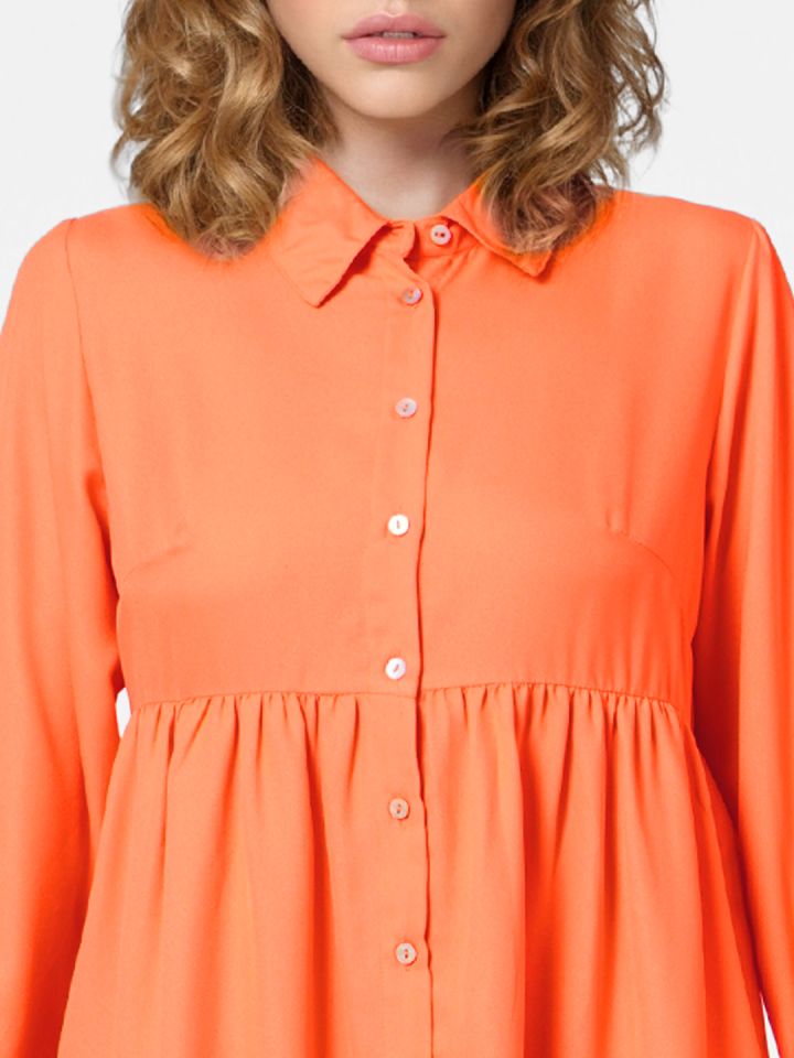 ONLY Women Orange Shirt Style Dress