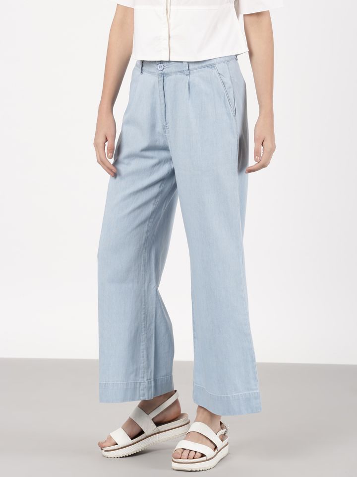 denim parallel trousers