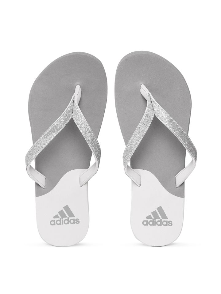 Adidas women grey clearance eezay glitter colourblocked flip-flops