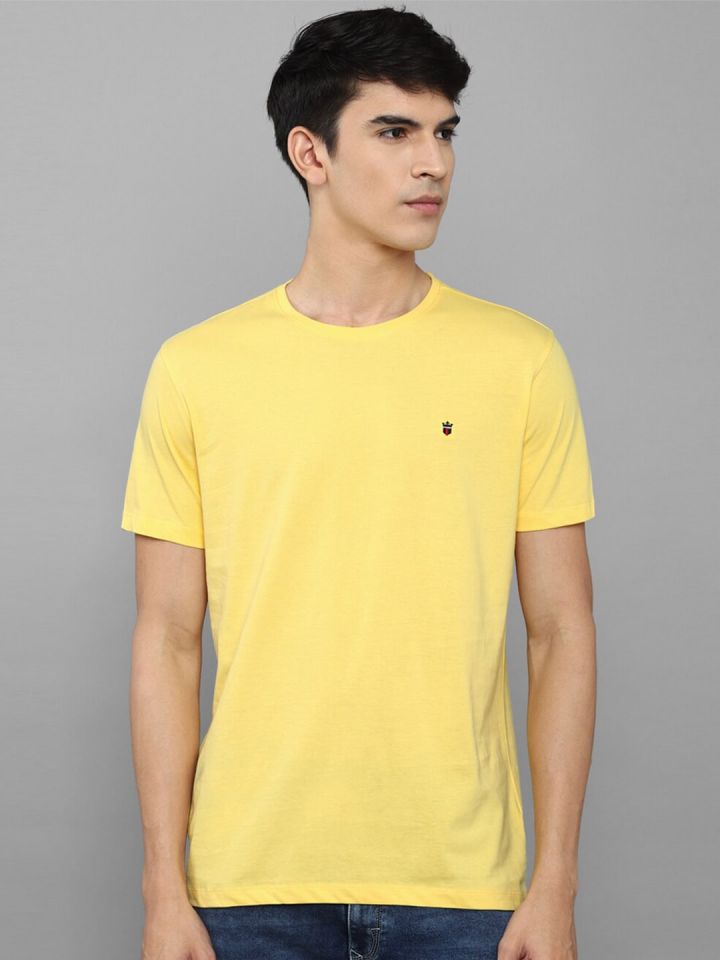 Buy LOUIS PHILIPPE JEANS Yellow Printed Cotton Slim Fit Men's T