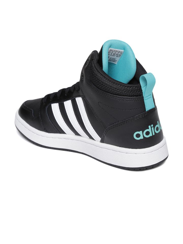 ADIDAS NEO Women Black CloudFoam SUPERHOOPS Solid Leather Mid Top Sneakers