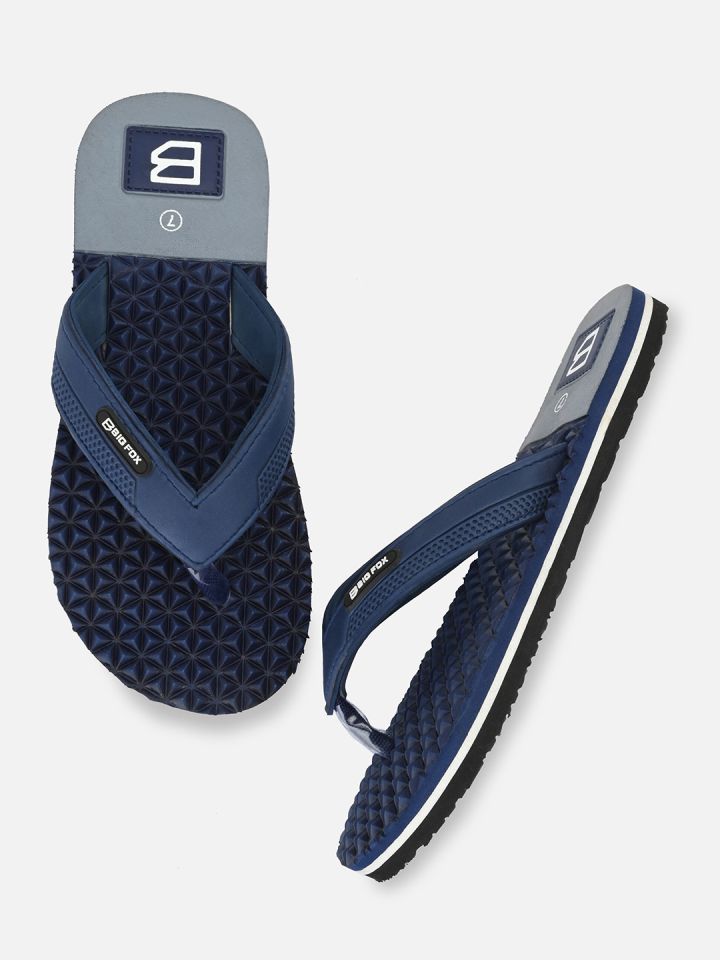 Buy Big Fox Men Blue Grey Colourblocked Thong Flip Flops Flip