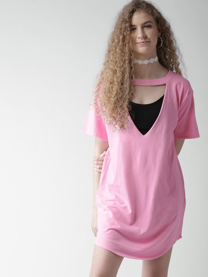 Oversized pink t shirt dress hot sale