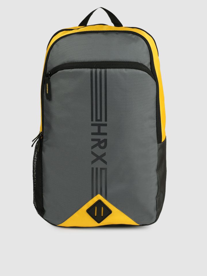 grey and yellow backpack