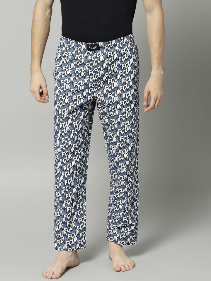 FCUK Blue White Printed Pyjamas M4AAB
