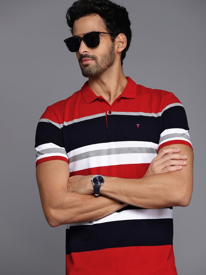 Buy Louis Philippe Men's Striped Regular fit Polo