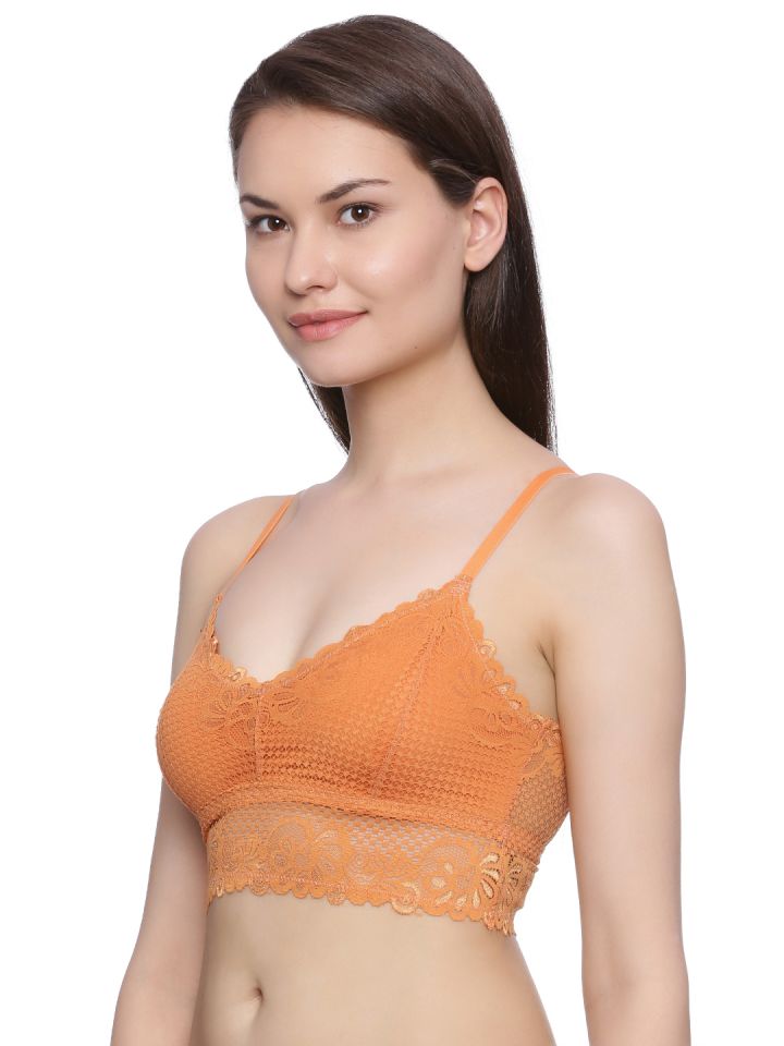 Orange lace bralette top sale