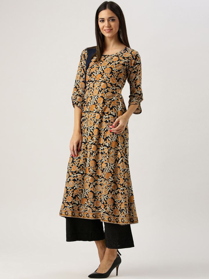 Buy Libas Women Black \u0026 Rust Orange