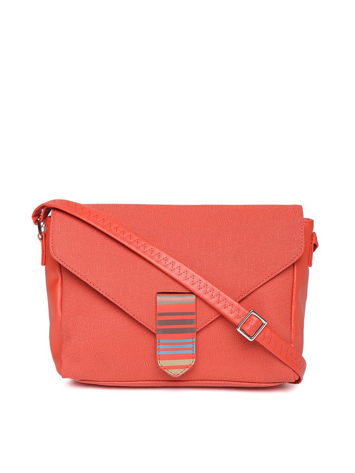 baggit red solid sling bag