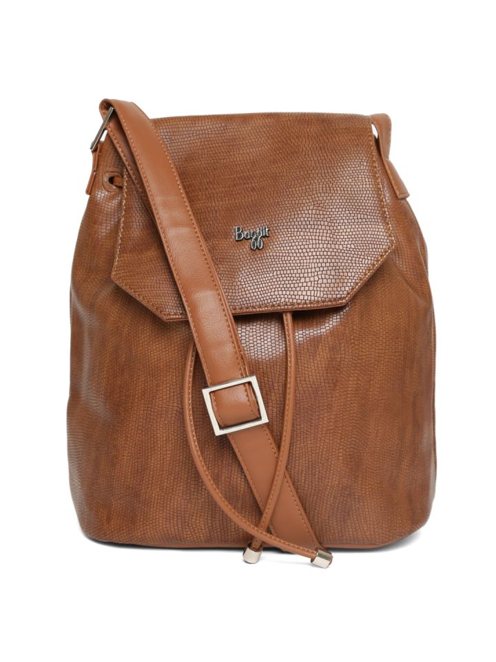 Buy Baggit Brown Croc Textured Sling Bag Myntra
