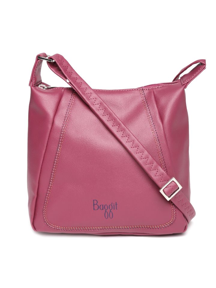 baggit pink solid sling bag